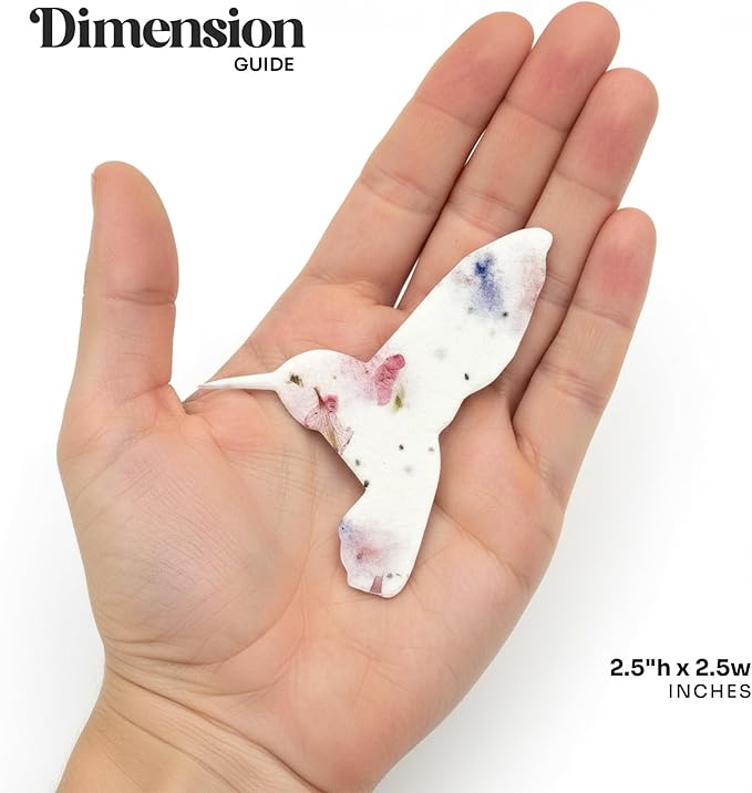 Wildflower Seed Paper - Set of 24 Hummingbird-Shaped for Funeral Favors, Memorial Gifts, & Sympathy Gifts for Loss of Father and Mother (Pink & Blue)