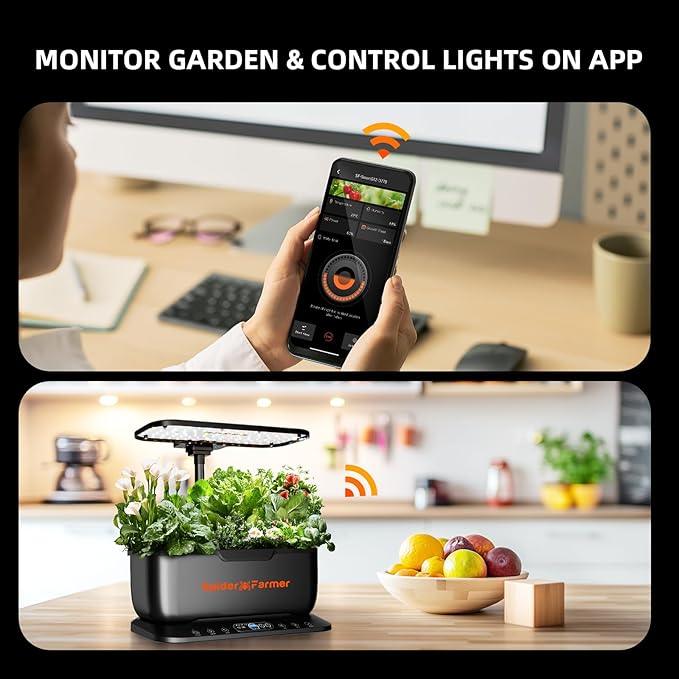 Spider Farmer SmartG12 Hydroponics Growing System, 12 Pods Indoor Garden with 36W LED Grow Light Full-Spectrum, APP & WiFi Controlled, 6L Water Tank, Pump System, Automatic Timer