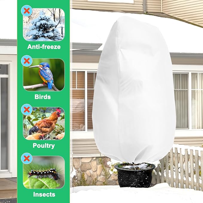 DQS 3 Pack Plant Covers Freeze Protection, 19.6" x 39.3" Winter Frost Protection Blankets Frost Cloth,Suitable for Outdoor Winter Frost, Cold Weather, shrubs, Trees, Jackets, and coverings