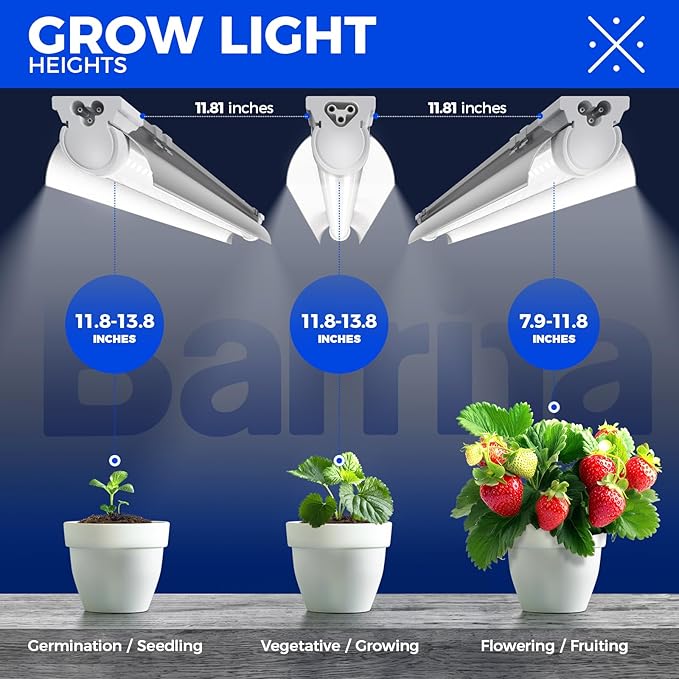Barrina Plant Grow Lights, 4FT 5000K Full Spectrum Daylight White, 252W(6 x 42W, 1400W Equivalent), T8 LED Grow Light Strips, Growing Lamp Fixture, Plant Lights for Indoor Plants, Greenhouse, 6-Pack