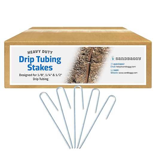 Sandbaggy 1500-Pack DRIP TUBING Stakes Landscape Staples | 5 inch Length - 11 Gauge Heavy Duty | Drip Anchors | Landscape Pins | Garden Lawn Nails | Designed to Hold Drip Tubing Up to 1/2" Diameter