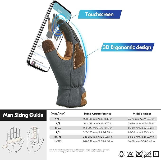 Vgo... 1-Pair Gardening Gloves Men, Safety Work Gloves, Puncture-proof, Thornproof, Touchscreen (SL7475)