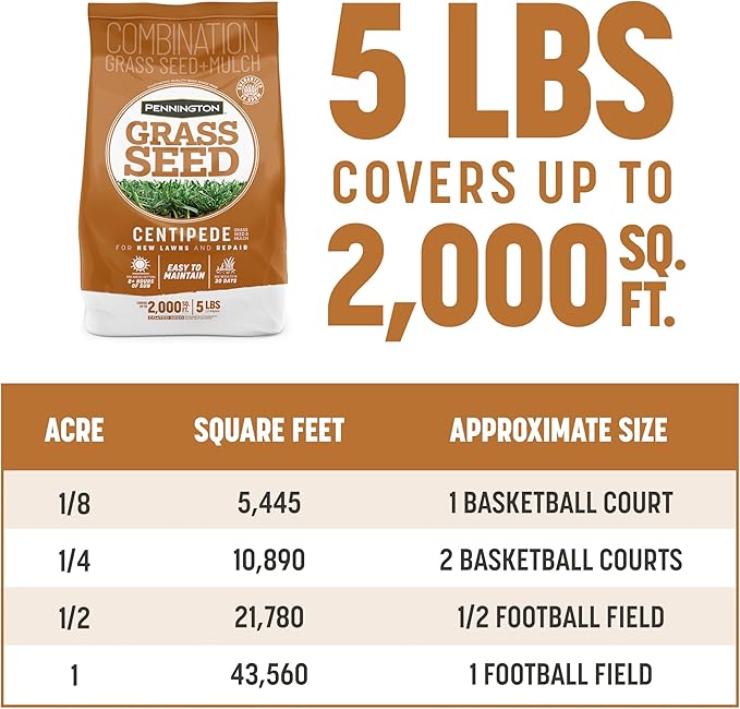 Pennington 100532365 Centipede Grass Seed & Mulch 5 LB, Black Label