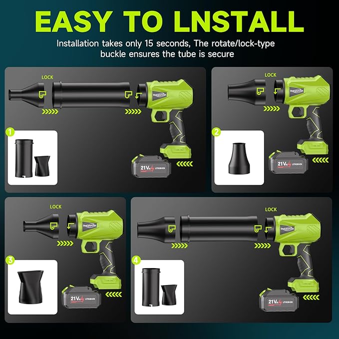 Leaf Blower Cordless with Battery and Charger, 21V Portable Handheld Electric Leaf Blower, Extended Nozzle Design, Adjustable Speed Blower for Patio Cleaning