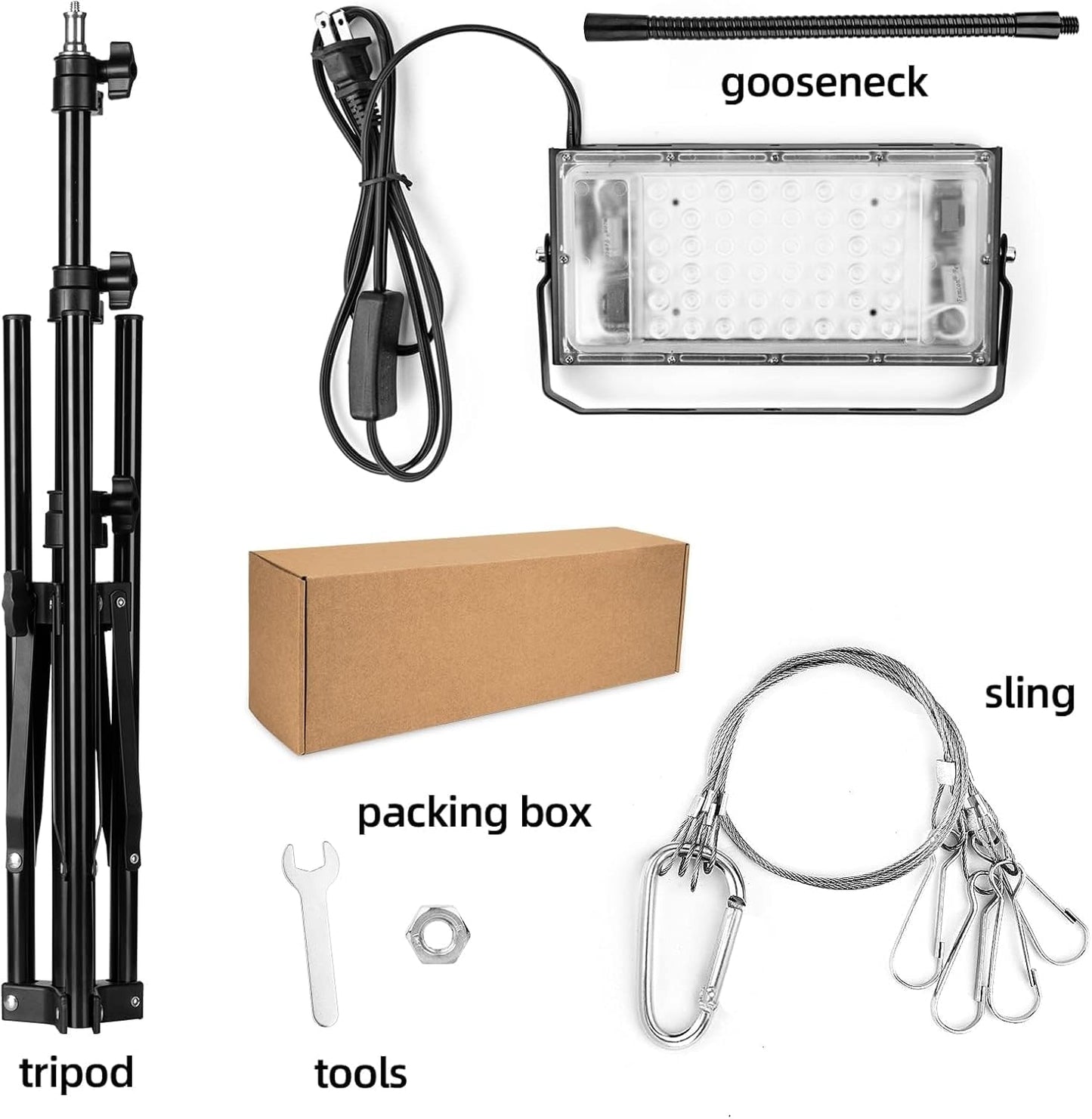 LBW Grow Light with Stand, Full Spectrum LED Plant Light, Floor Grow Lamp with 63" Adjustable Tripod, 4H/8H/12H Timer, 6 Dimmable Brightness, Ideal for Tall Plants