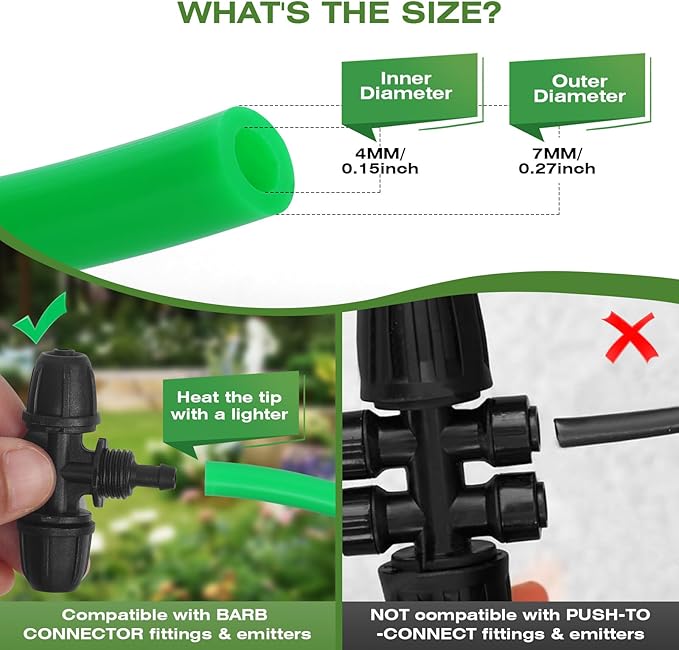 1/4 inch Drip Irrigation Tubing 75ft Green Blank Distribution Hose Perfect for DIY Garden Irrigation Hose System, Hydroponics, Misting Tubing (75FT)