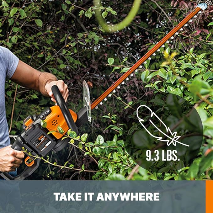 WORX WG284.9 26" 40V Cordless Hedge Trimmer, Electric Hedge Trimmer with Dual-Action Blades, Brushless Bush Trimmer with 180° Rotating Handle, 2 Batteries & Charger Not Included