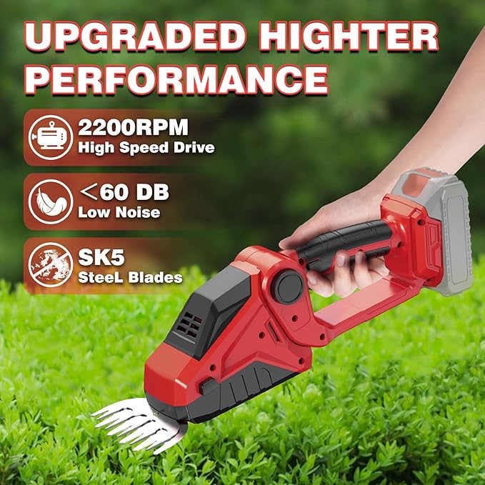 Cordless Hedge Trimmer for Milwaukee M18 Battery(No Battery),2200RPM Cordless Mini Grass Shears,2 in 1 Handheld Electric Hedge Trimmer/Grass Cutter,Shrub Trimmer Bush Trimmer for Gardening,Lawn,Yard