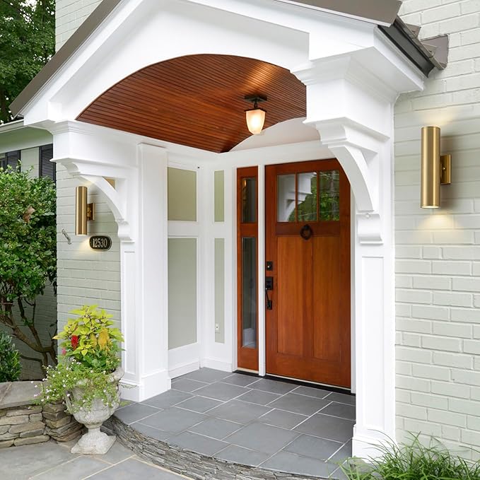 2 Packs Up and Down Lights Outdoor Wall Light Fixture 11.8" Gold Outdoor Sconces Wall Lighting Mount on House Porch & Patio Garage Entrance