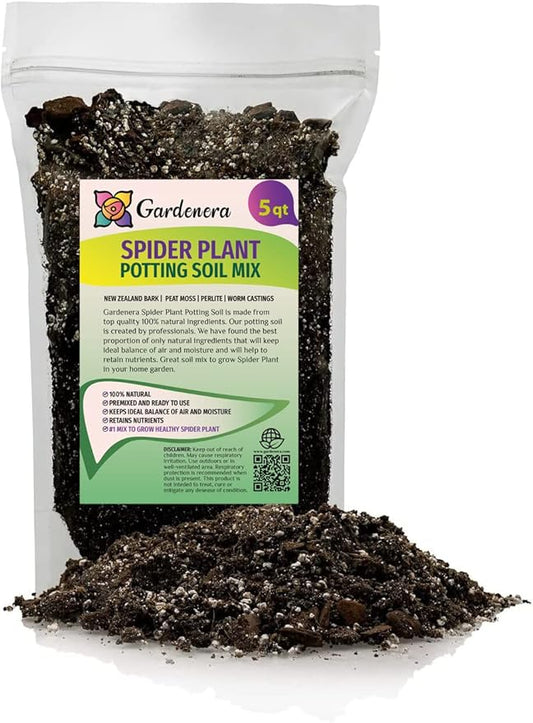 GARDENERA Premium Spider Plant Potting Soil Mix - (5 Quart Bag)