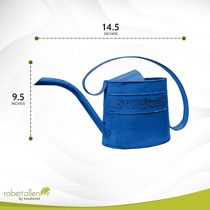 Headwind Willow Oceanside Blue 0.5 Gallon Galvanized Decorative Metal Garden Watering Can for Indoor & Outdoor Plant Care โ Vintage Gardening Plant Watering Can by Robert Allen