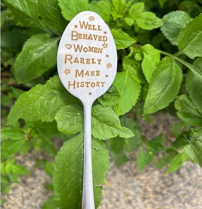 Garden Plant Marker Friendship Gift for Women Gardeners, Plant Stake Label Sign Tag Gardening Gifts for Woman Plant Lovers, Metal Garden Decoration (Make History)