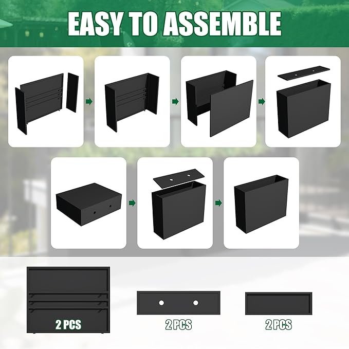 Large Metal Planter Box for Outdoor 38"Lx13"Wx30"H, Tall Rectangular Planters for Outdoor Patio/Porch/Cafe, All-Weather Durable Galvanized Steel, Modern Design for Plants, Flower,Garden, Black