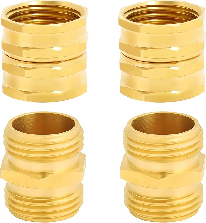 TAROSE 4 Pack Brass Garden Hose Adapter, Male to Male Hose Adapter Connector, GHT to NPT Adapter Hose Fitting,Brass Garden Hose to Pipe Fittings Connect