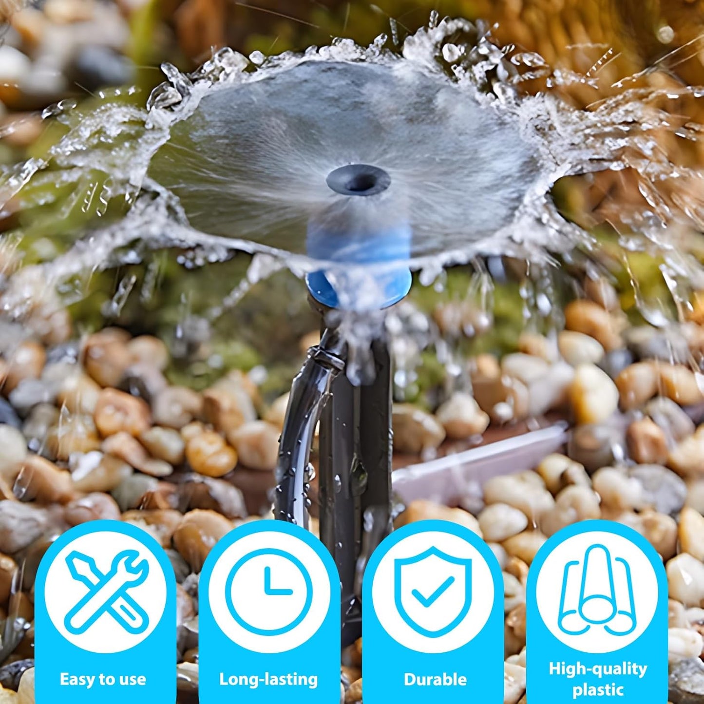 30PCS 1/4 Drip Irrigation Emitters with 6 inch Stakes - Adjustable 360 Degree Vortex Push-to-Connect Drippers for Precision Plant Watering Garden, Greenhouse Micro Irrigation Systems Kits