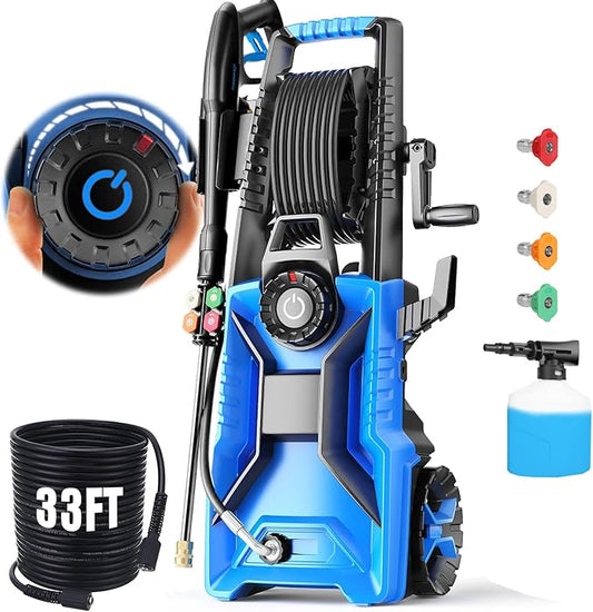 Pressure Cleaner 5000 PSI 3.0 GPM Adjustable Pressure, Power Cleaners Powered with 33ft Pressure Hose, 4 Nozzles and 500ml Foam Cannon, Cleaner Machine for Home, Car, Blue
