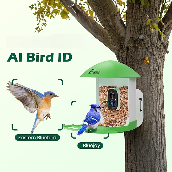 Bird Feeder with Camera, Smart Bird House with Cam for Outside, 2K HD Auto Record Video, AI Identification & Instant Alerts, Solar Powered, Bird Watching Gifts for Family and Birdlovers