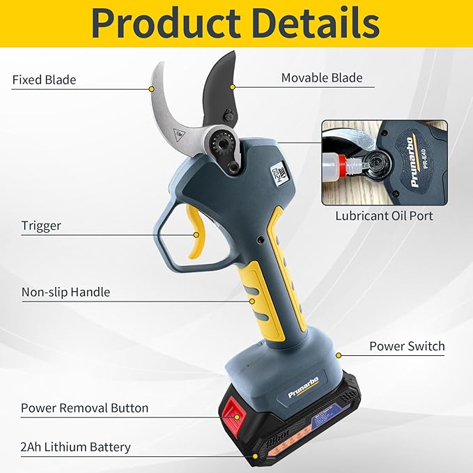 2-in-1 Brushless Pole Pruning Shear, 40mm Professional Cordless Pruners with Extension 1.6 Inches Compatible with Makita 18V Batteries Electric Tree Pruner 4000mAh Battery Secateurs