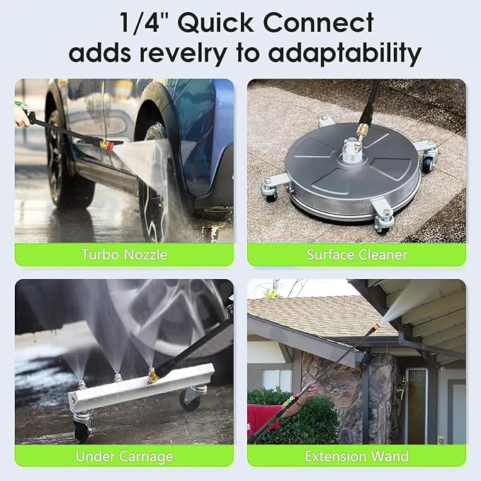 Pressure Cleaner 5000 PSI 2.8 GPM High Power Cleaners with 33ft Pressure Hose, 4 Nozzle and Foam Cannon, for Home, Cars, Fences, Patio (Green)