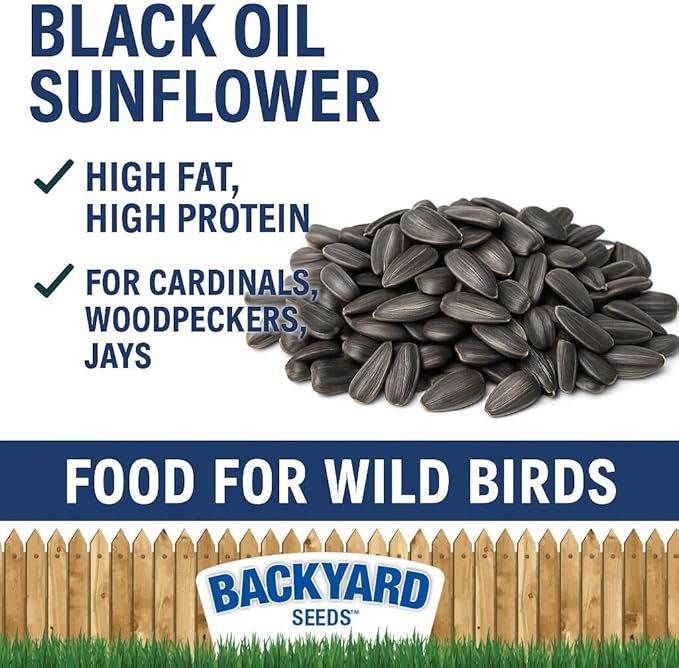 CountryMax Backyard Seeds Black Oil Sunflower Seeds for Wild Birds – 25 lb Bag – High-Energy Food for Cardinals, Jays, Woodpeckers – Backyard Feeder Favorite