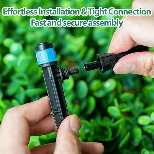 RedChili 50 Pieces Drip Emitters for 1/4" Drip Irrigation Tubing, Adjustable 360 Degree Vortex Drip Emitters with Stake 360° Full Circle Fan Shape Pattern Garden Irrigation Micro Drippers