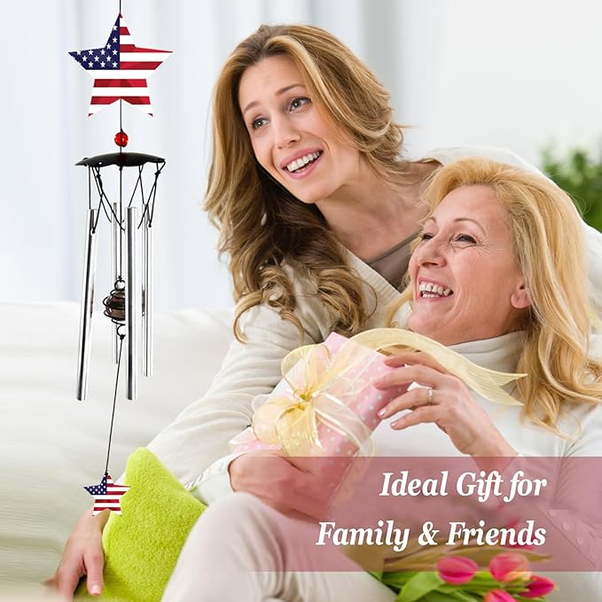 Wind Chimes for Outside 24" Wind Chime Outdoor Veteran Gifts for Home Patio Outdoor Windchimes Outdoors Small Wind Chimes for Outside -Christmas Birthday,