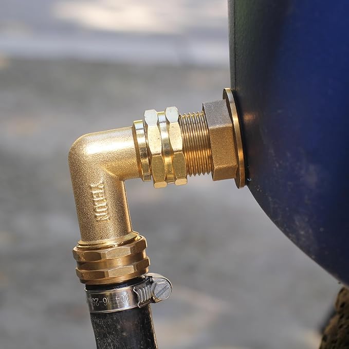 Garden Hose Elbow Connector 90 Degree Solid Brass Pipe Fittings Hose Elbow -Eliminates Stress and Strain On RV Water Intake Hose Adapter 3/4" FHT x 3/4" MHT (10 SETS)