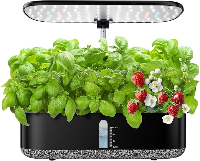 Hydroponics Growing System 14 Pods, Indoor Herb Garden with LED Grow Light, 5L Water Tank, Hydroponic Grow Kit with 3 Auto-Timers, Rotatable Light Panel, Gardening Kit Gifts