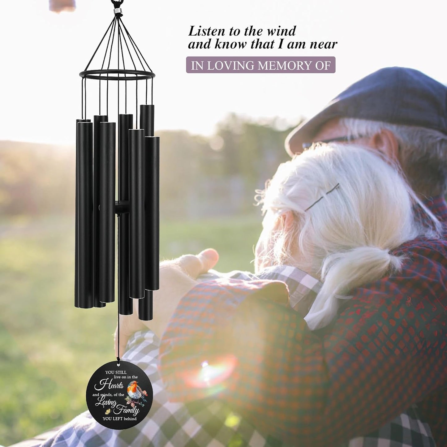 Personalized 36" Healing Memorial Wind Chimes for Outside, Bereavement Gift of Comfort for Loss of Mother, Father or Husband, A Soothing Remembrance for Your Garden and Patio