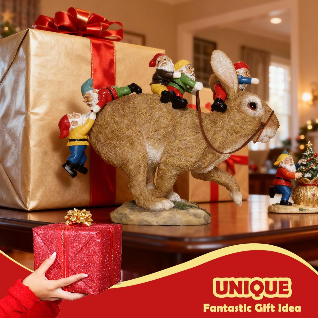 Sunthus Garden Gnomes Decorations for Yard Bunny Statue Funny Outdoor Decor Rabbit