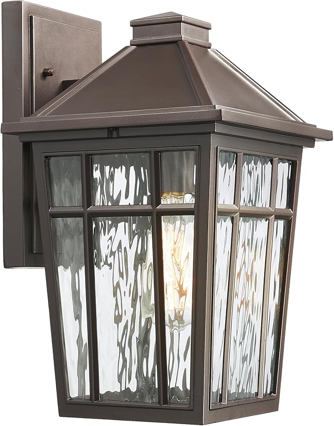 Darkaway Large Outdoor Sconce Lights Wall Light Fixtures,14inch Exterior Porch Light Outdoor Sconce Anti-Rust Waterproof Aluminum Outside Light with Water Ripple Glass for Patio Yard Doorway Garage