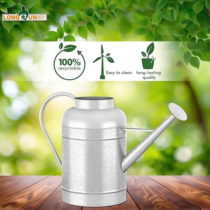 Galvanized Iron Watering Can for Indoor Plants, Bowl Watering Cans for House Plant Garden Flower, Long Spout Water Can for Outdoor Watering Plants 8.71L 2.3 Gallon