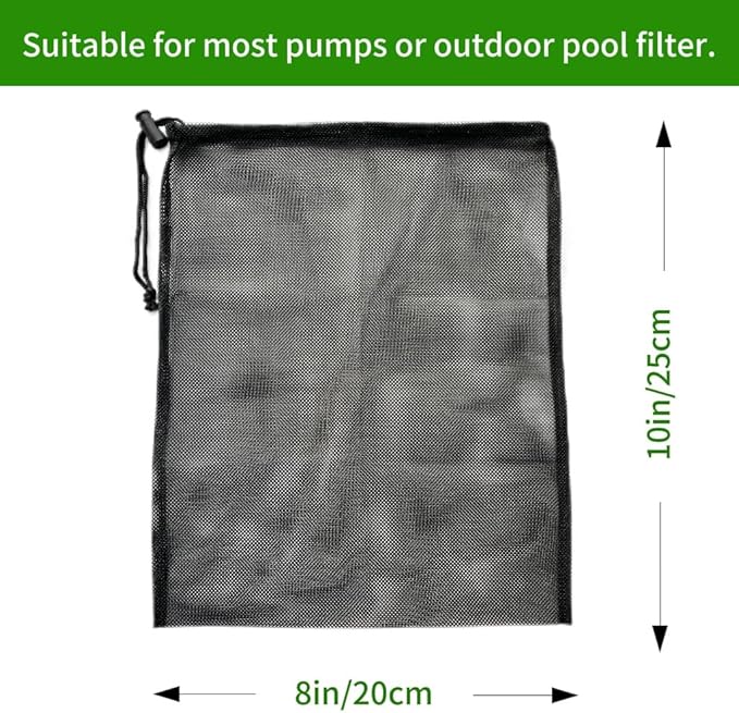 2 Pcs 8" x 10" Pond Pump Cover Filter Bag, Black Media Bag Large Pump Mesh Bag for Outdoor Water Ponds Filters, Water Filter Pump, Outdoor Ponds, Garden, Swimming Pool (2, 8" x 10")