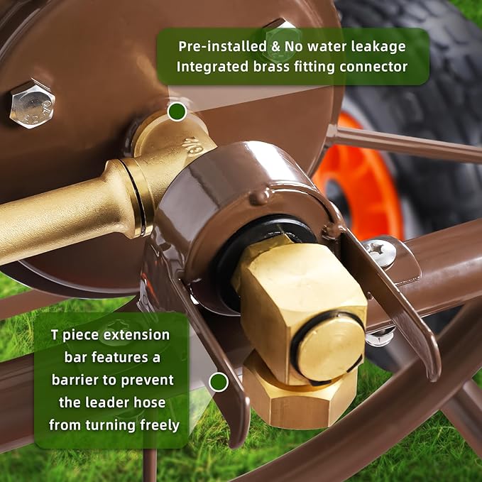 2025 Upgrade Hose Reel Cart, Garden Hose Cart with 4 Wheels, Heavy Duty Freestanding Water Hose Reels for Outside, Hold Up to 300 ft of 5/8'' for Garden Lawn Yard Outdoor