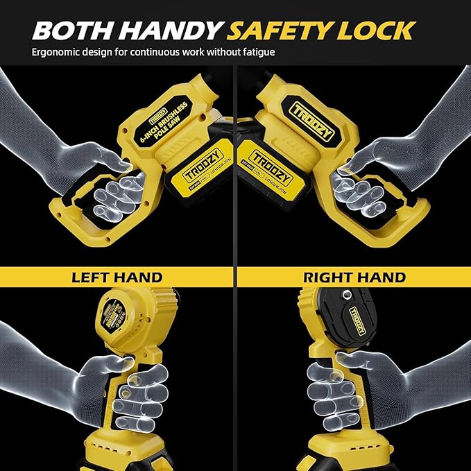 Cordless Pole Saw & Mini Chainsaw 2-IN-1, 21V 3Ah Battery Powered 6 Inch Brushless Electric Rotatable Pole Saw, 15-Foot Max Reach & Multi-Angle for Tree Branches Pruning, Wood Cutting