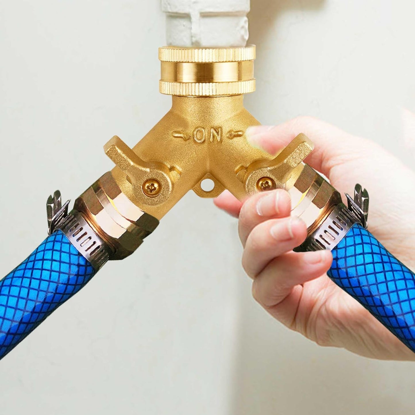 Triumpeek Brass Garden Hose Splitter, 3/4 Inch 2-Way Y Brass Hose Connector with O-ring Washers & Tape