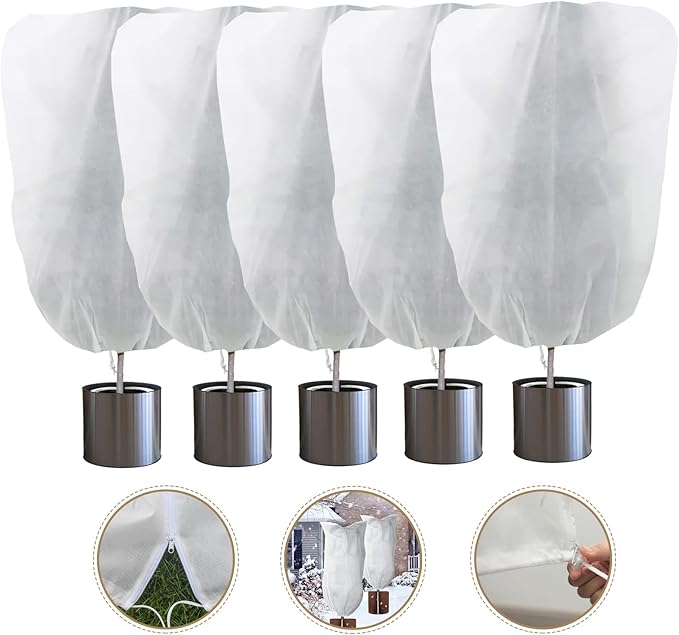 Plant Covers Freeze Protection – 50" × 75" Reusable Plant Protector Bag with Drawstring and Zipper for Plants Trees Shrub, Frost Jacket Warm Blanket for Freeze Frost Protection Season Extension