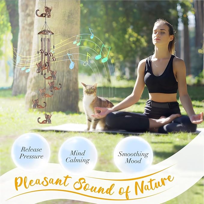 Cat Wind Chimes for Outside,Gardening Gifts for cat Lover,Women,Men,Mom,Birthday Party Decorations,Memorial Gifts,Wind Chimes Outdoors,Indoors,Room,Home,Wall,Garden,Patio,Yard Decor