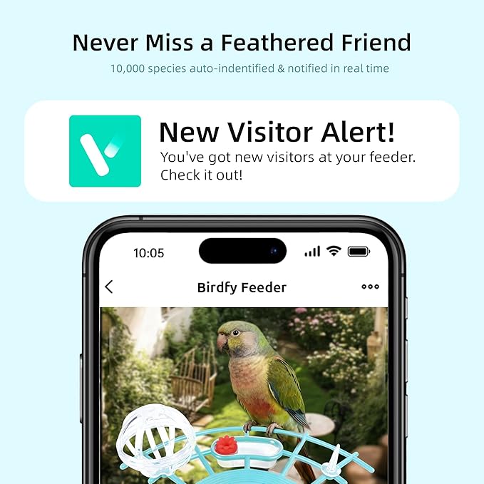 Bird Feeder with Camera, Smart Bird Cam with AI Identify BirdSpecies, Auto Record BirdVideo, Instant Notifications, 2K Video Live Stream Camera with Solar Panel for Birds Lover (Blue)