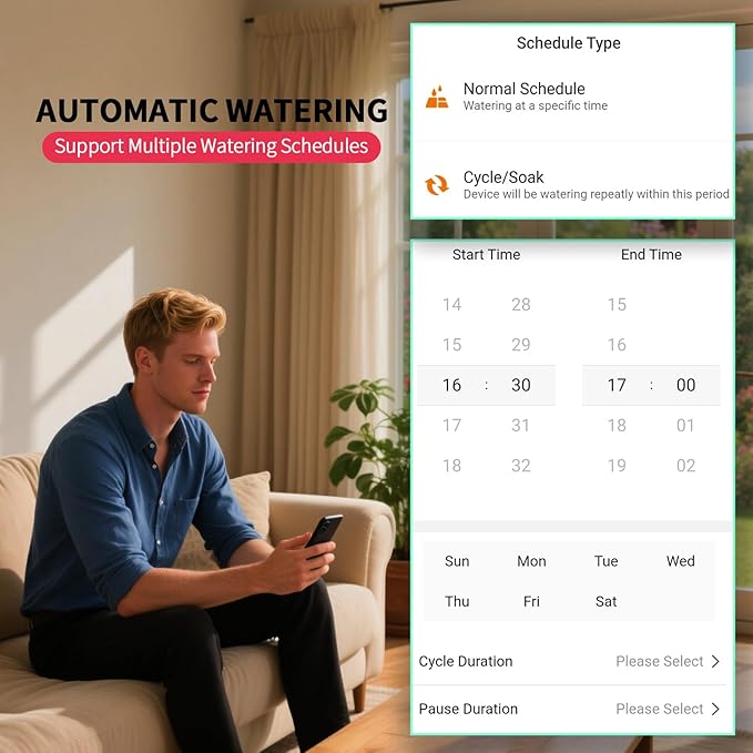 WiFi Water Timer for Garden Hose, Sprinkler Timer with 1 Outlet for Lawns and Yard, Rain Delay/Remote/Manual/Automatic Drip Irrigation System Programmable Faucet