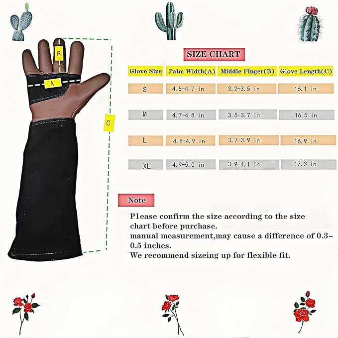 Gardening Gloves for Women/Men,Rose Pruning Long Leather Garden Gloves Thorn Proof