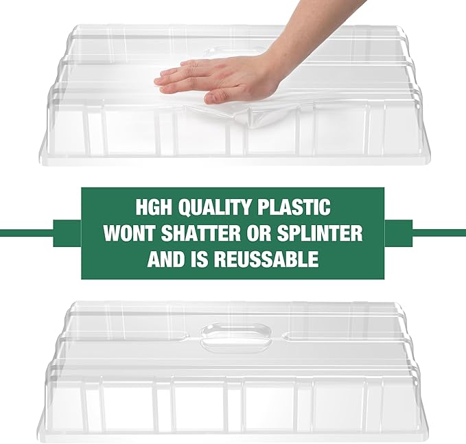 MIXC 10 Pack Humidity Dome 3.6" Extra Strength, Clear Seed Starter Dome 1020 Tray Covers Humidifying and Insulating for Greenhouse Germination and Garden Growing