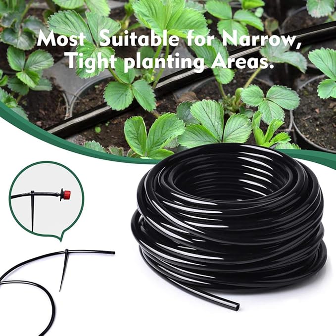 Bonviee 200ft 1/4 inch Drip Irrigation Tubing Blank Distribution Hose Garden Watering Tube Line for Drip Irrigation System
