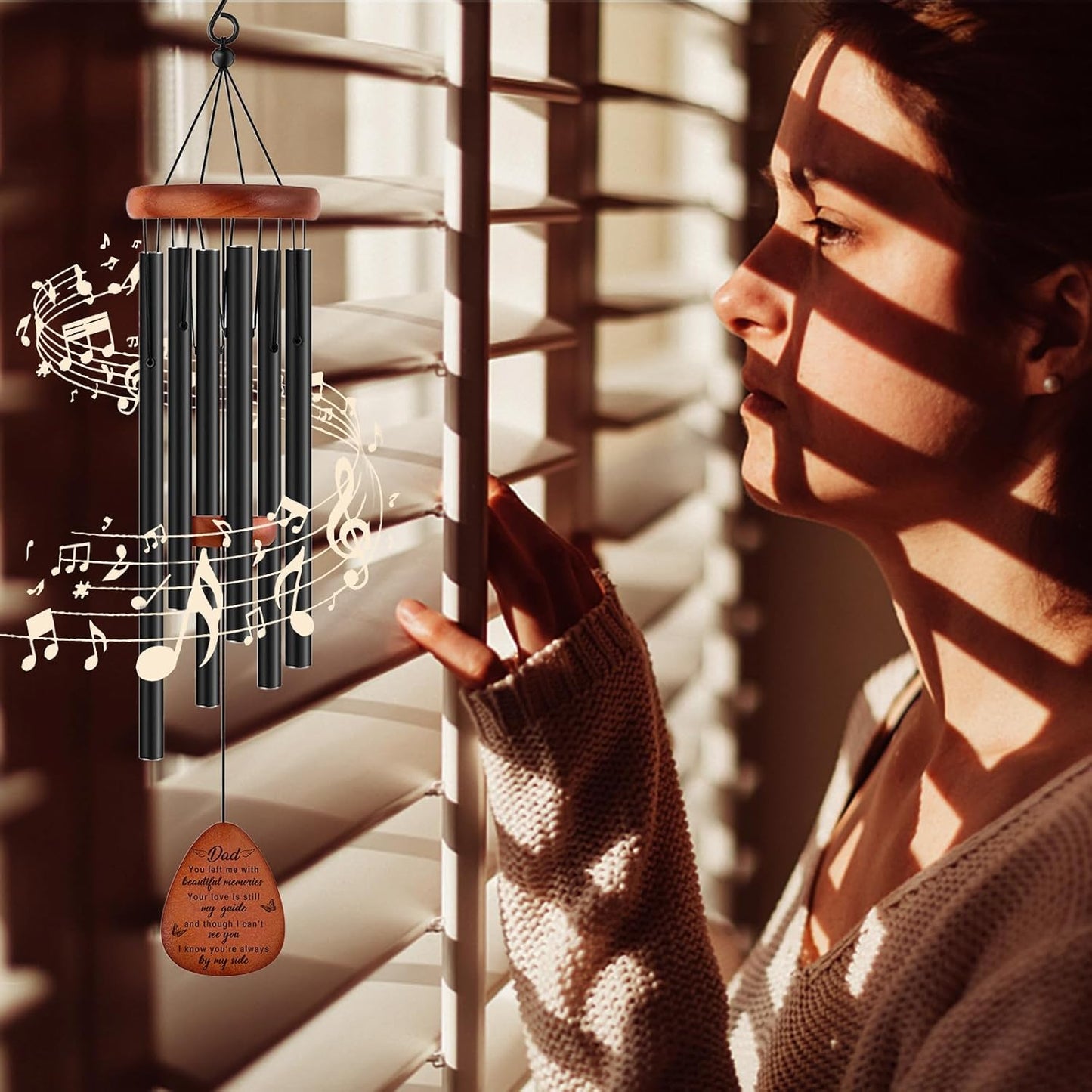 Memorial Gifts for Loss of Dad,Memorial Wind Chimes 25'', Bereavement Gifts for Loss of Father, Home Decor Outdoor Garden, Soothing Melodic Tones with Mute Option