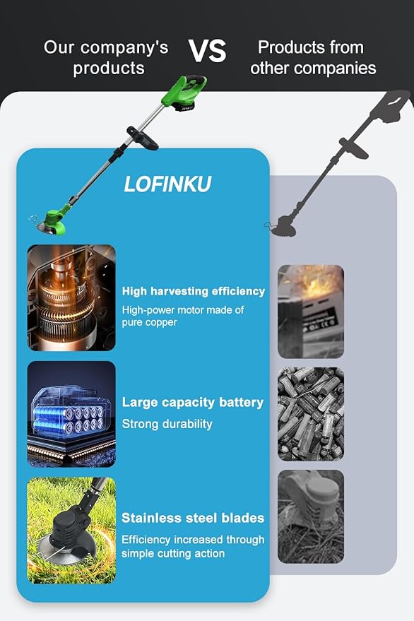 Cordless Weed Wacker,Electric Weed Eater,2 Batteries,Grass Trimmer Cordless,Lightweight and Foldable Design,Weed Erimmer, Green