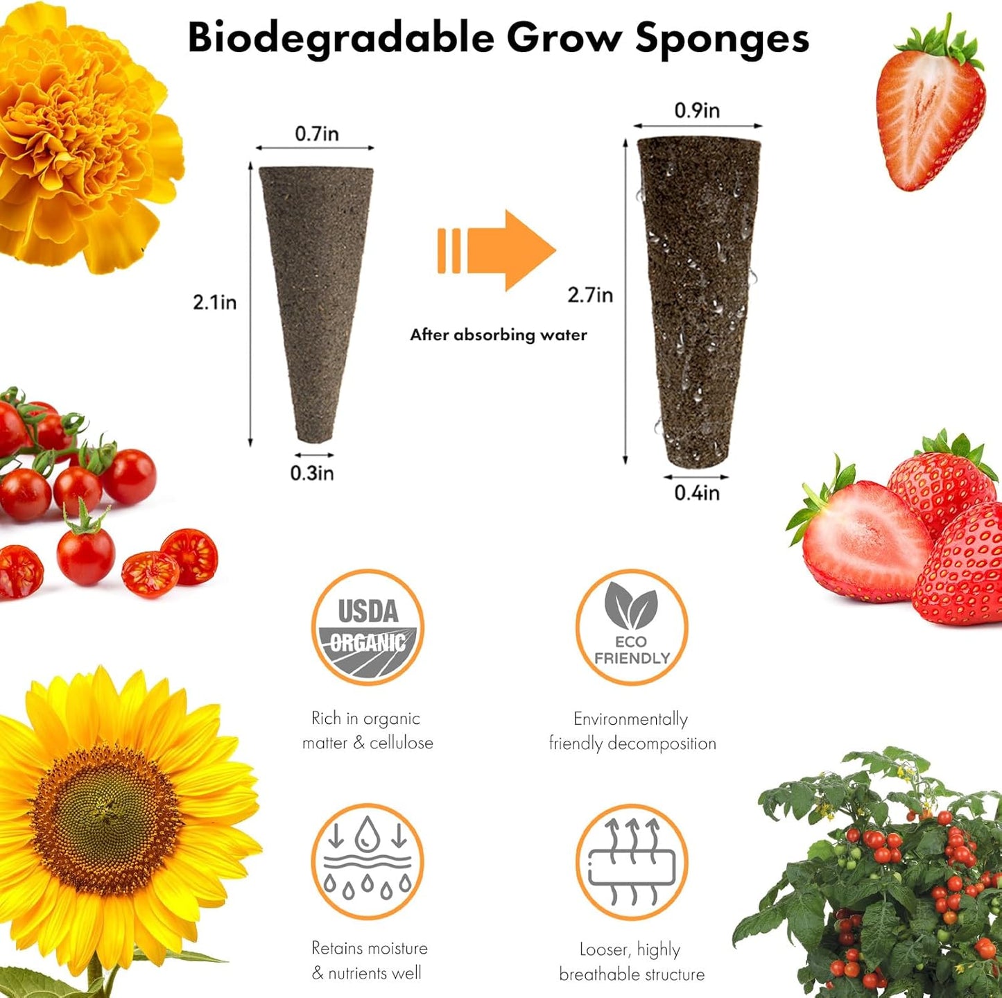 LYKOCLEAN Flower Fruit Seed Pods for AeroGarden, Ahopegarden, iDOO Hydroponics Growing System Indoor, 350 Seeds Including Dwarf Sunflower Bambino, French Marigold, Red Tomato, Red Strawberry (12-Pods)