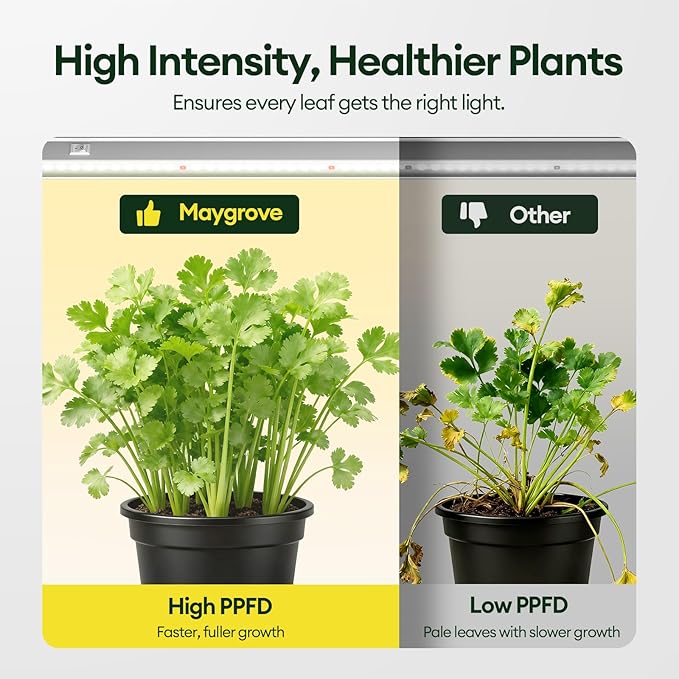 Plant Grow Lights 1FT, Red-Enhanced Full Spectrum 5000K, 28W(4 x 7W), T5 LED Grow Light Strips for Leafy Greens and Vegetables, High PPFD, Linkable, White, 4-Pack