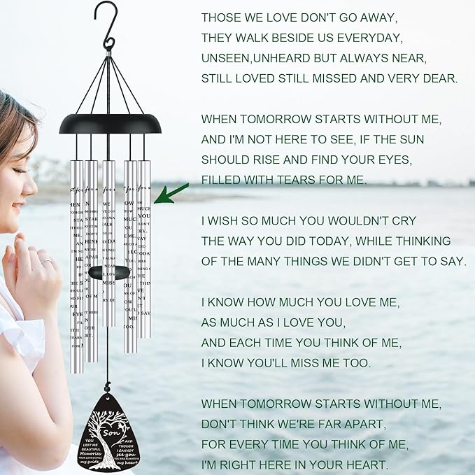 Sympathy Memorial Wind Chimes Bereavement Memorial Gifts for Loss of Son Sympathy Memorial Gifts for Loss of Loved One in Memory of Son