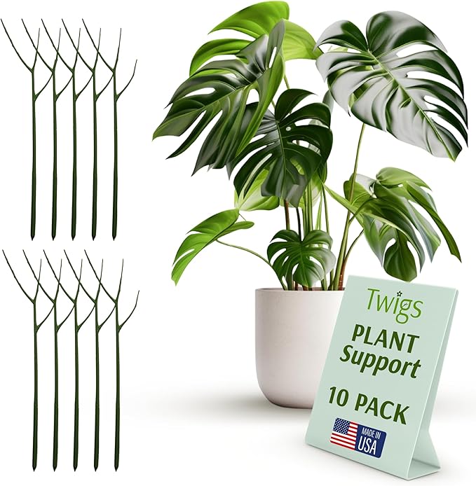 Plant Support Stakes, Stem Holder Structures for Indoor & Outdoor Use, Garden Accessories for Climbing & Potted Plants, Trellis Alternative - Monstera (Dark Green), 10 Pack, 22" L, Original