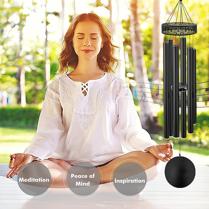 ASTARIN 48'' Wind Chimes for Outside Deep Tone - Large Windchimes with 6 Heavy Tubes, Outdoor Memorial Chimes Outdoor for Garden Hanging Décor,Sympathy Gifts,Black